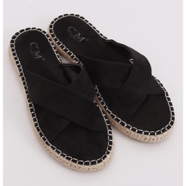 Schwarze Espadrilles-Hausschuhe 499-35 Schwarz 1