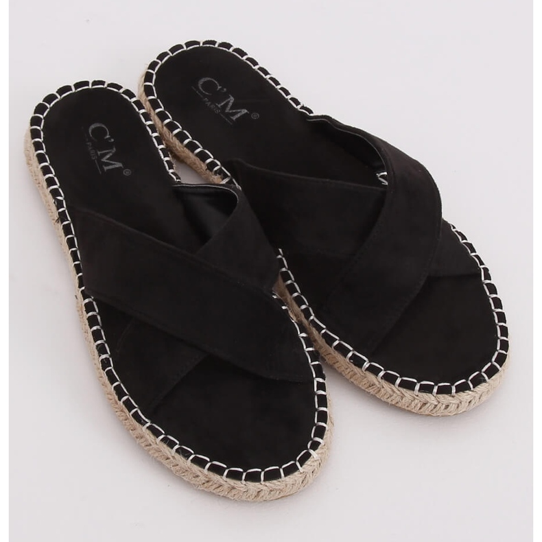 Schwarze Espadrilles-Hausschuhe 499-35 Schwarz 1