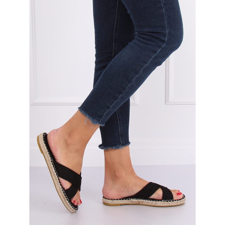 Schwarze Espadrilles-Hausschuhe 499-35 Schwarz 2