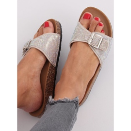 Beige Scholki-Hausschuhe mit Steinen L-1032 Beige 2