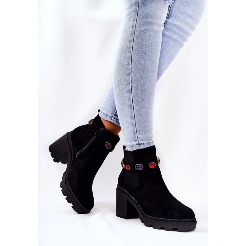 SEA Damenstiefel an der Ferse mit Kristallen Schwarz Macbeth 2