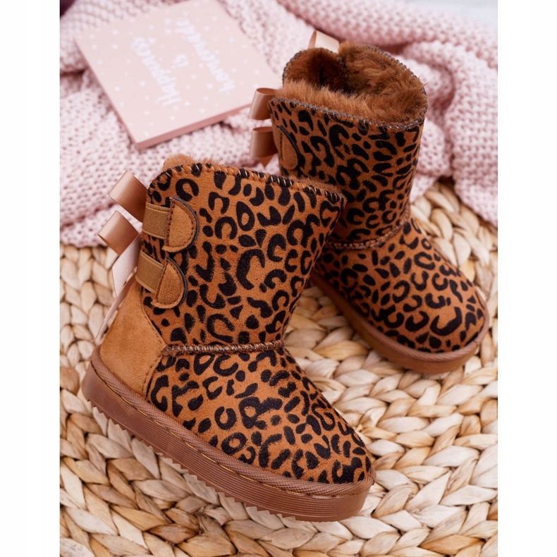 FRROCK Kinder-Schneestiefel mit Fell-Leopard Fiona braun 2
