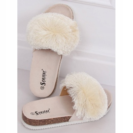 Beige Hausschuhe mit Pompon BG57P Beige 1