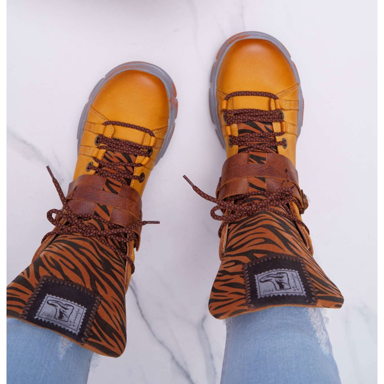 Damenstiefel Leder Maciejka Gelb 04218 braun 2