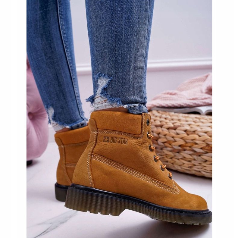 Damenstiefel Trappers Big Star Camel EE274013 braun 2