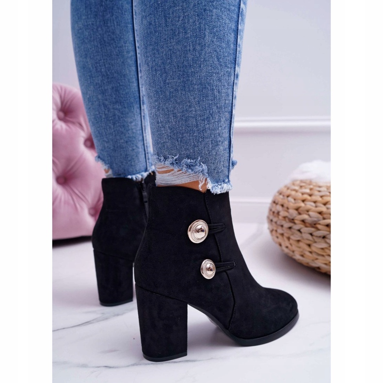 S.Barski Wildlederstiefel für Damen mit Absatz Schwarz Barski 73-2 2