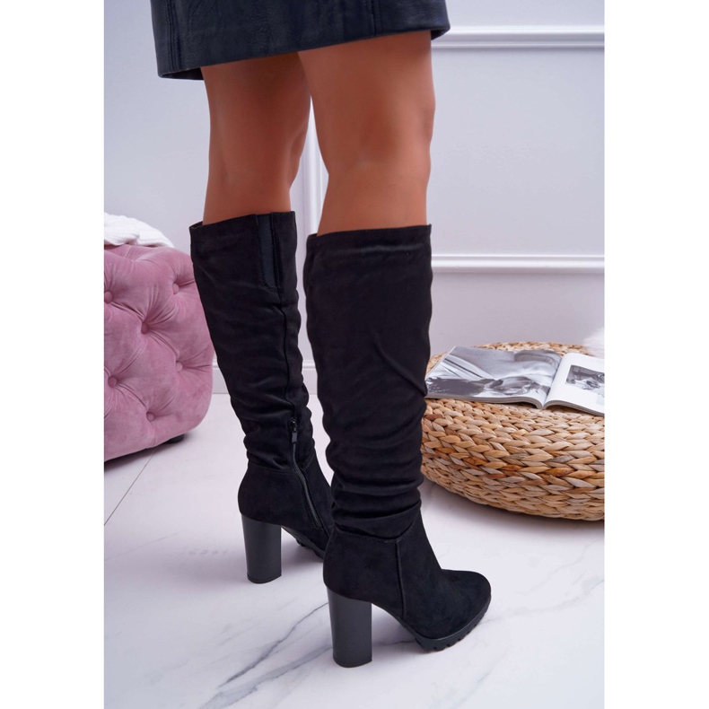 EVE Damenstiefel mit Absatz Wildleder Schwarz Marion 1