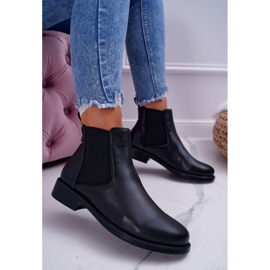 S.Barski Damen Stiefeletten Chelsea Boots Flacher Absatz Leder Schwarz Barski W1901 2