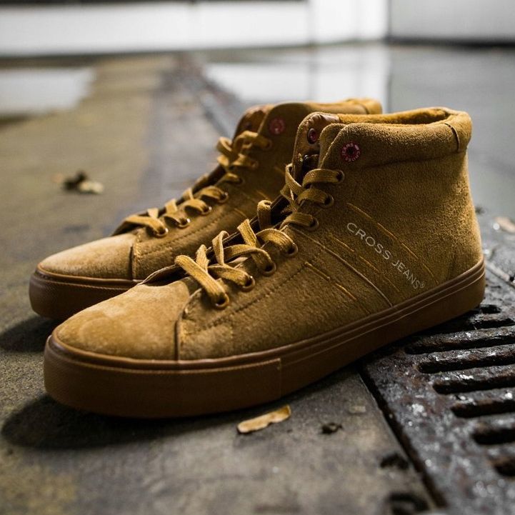 Herren Sneakers High Cross Jeans Leder Wildleder Camel EE1R4054C braun 2