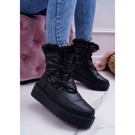 FRGIV Damen Schneestiefel mit Fell Schwarz Calma 1