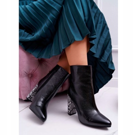 FJ1 Damenstiefel mit hohem Absatz Schlangenmotiv Black Vernel schwarz 2