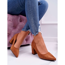 FRJ Damen Pumps mit Absatz Wildleder Camel Femmini braun 2