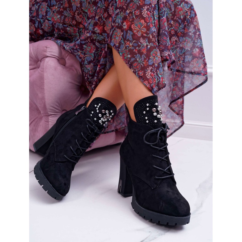 EVE Damenstiefel mit Absatz und Plateau Wildleder Schwarz Fieste 2