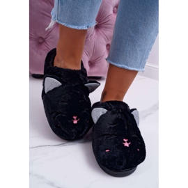 Damen Hausschuhe Katzen mit Ohren Schwarz Sleppyhead 2