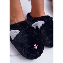 Damen Hausschuhe Katzen mit Ohren Schwarz Sleppyhead 4