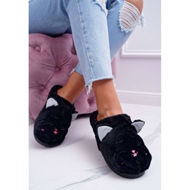 Damen Hausschuhe Katzen mit Ohren Schwarz Sleppyhead 3