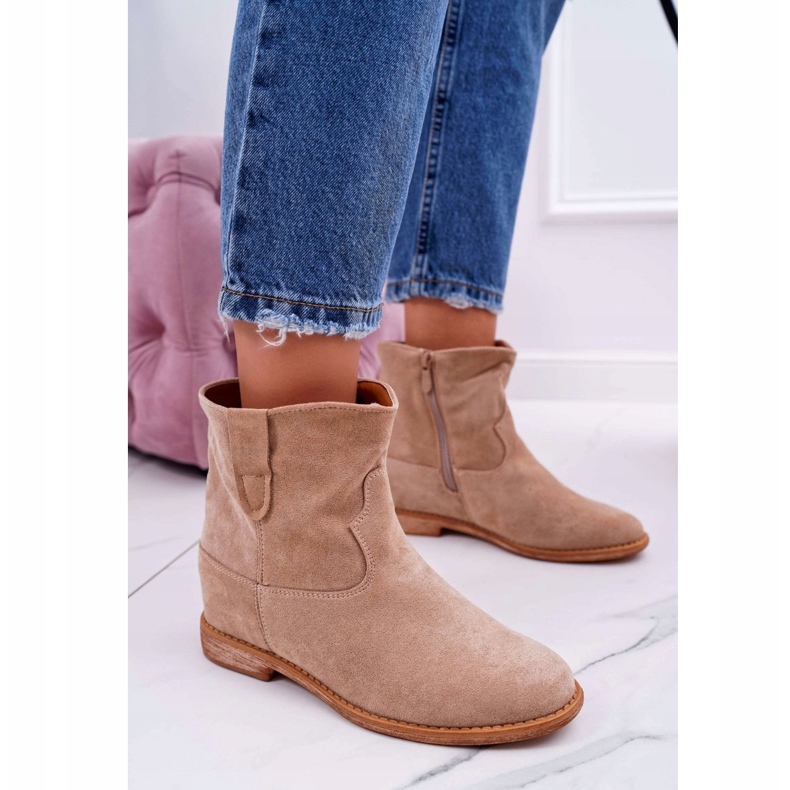 MSMG Beige Stiefeletten für Damen Evana 1