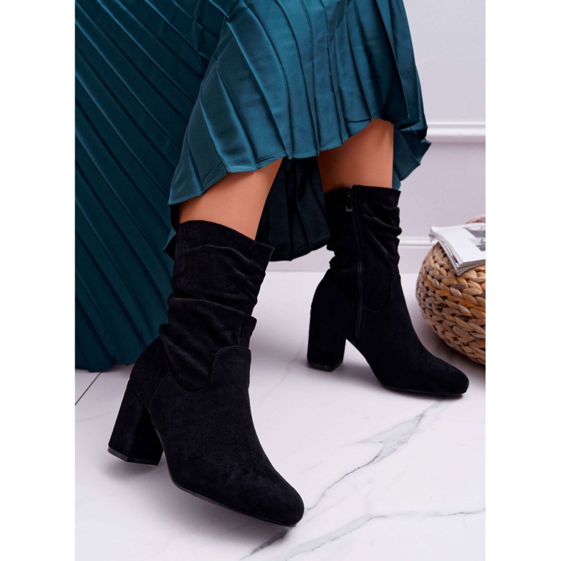 FRJ Damenstiefel mit Absatz Wildleder Schwarz Endlos 1