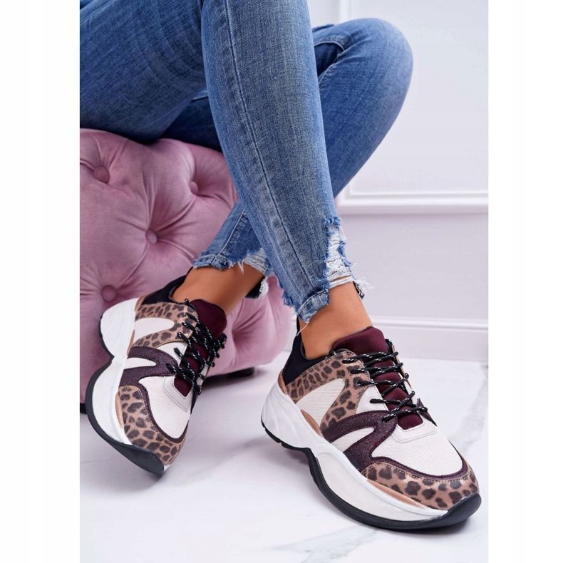 Damen Sportschuhe Burgundy Snake Skin Larey rot 1