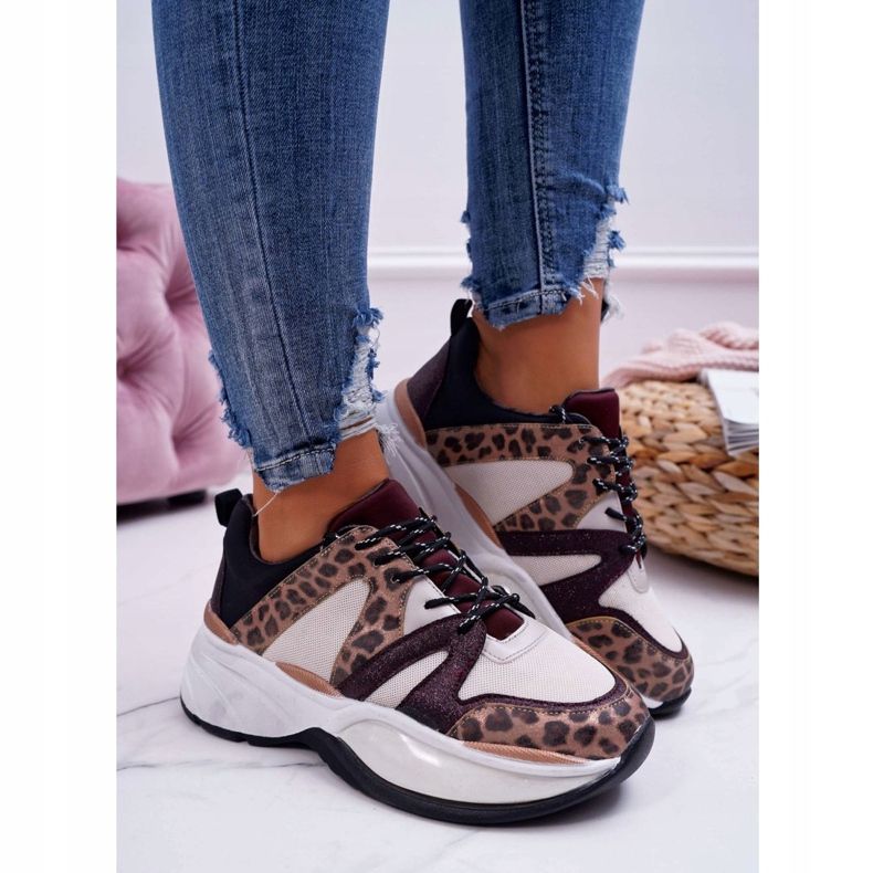 Damen Sportschuhe Burgundy Snake Skin Larey rot 2