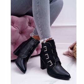 FJ1 Damenstiefel mit Absatz und Schnallen Schwarz Finbas 2