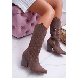 Damenstiefel mit Absatz Cowboy Cappuccino Brunt braun 1