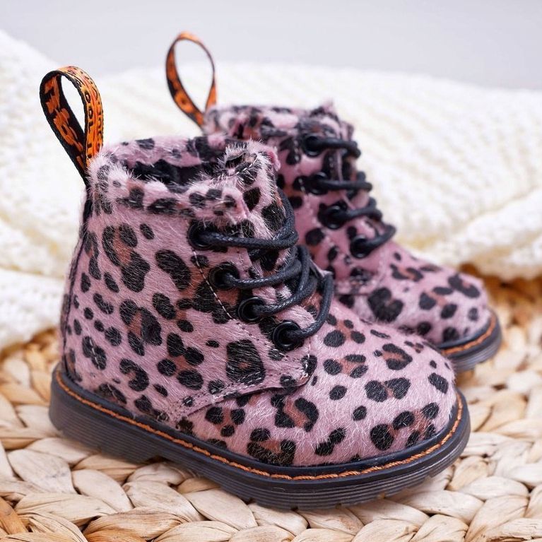 FRROCK Kinderstiefel mit Reißverschluss, rosa Leopardenmuster Lilo mehrfarbig 1