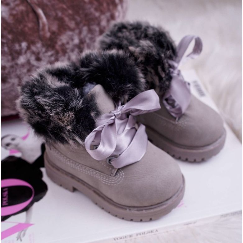 FRROCK Mit Fell gewärmte Kinderstiefel Grau Tesoro Trappers 2