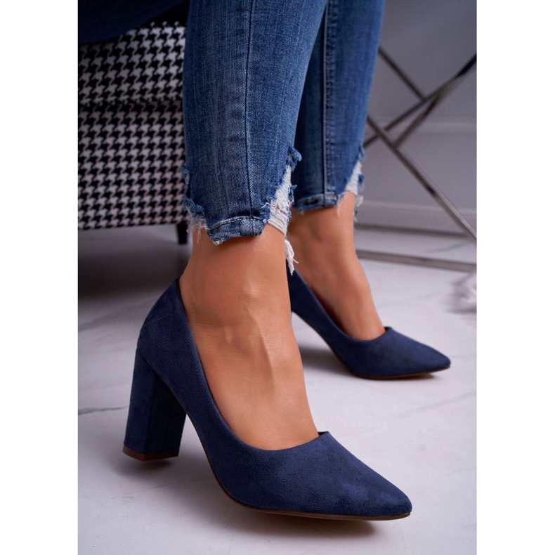 SEA Damen Pumps mit Absatz Wildleder Marineblau Florena 1