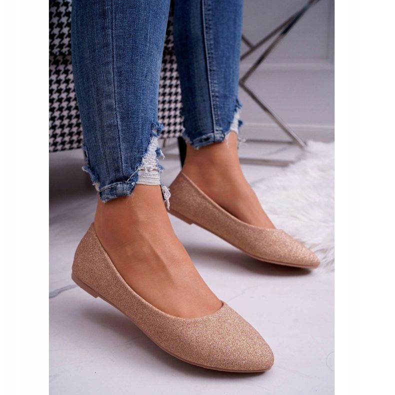 PS1 Damen Ballerinas Glitzer Roségold Fifi golden 1