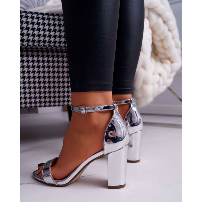 FRID Damensandalen mit Absatz Silber Huran grau 2