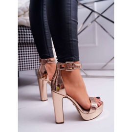 FRID Damensandalen mit hohem Absatz, Plateau Roségold Huran rosa gelb 2