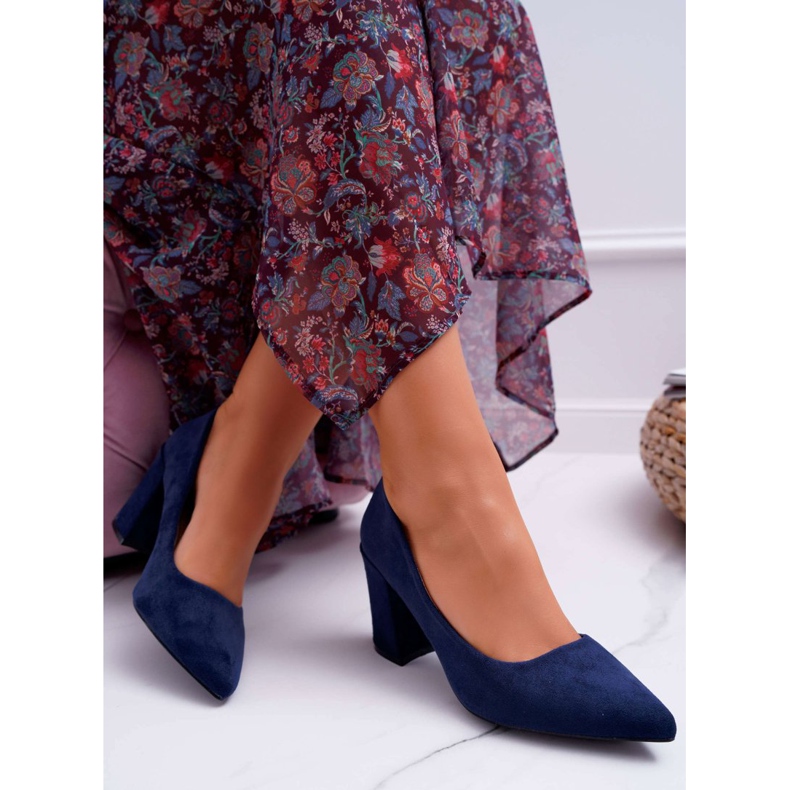 FRJ Damen Pumps mit Absatz Wildleder Marineblau Femmini 2