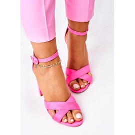 PS1 Damen Sandalen mit Absatz Wildleder Fluo Fuchsia Telmen rosa 1