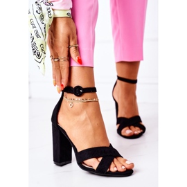 SEA Damen Sandalen mit Absatz Wildleder Schwarz Telmen 1