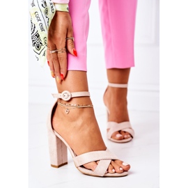 PS1 Damen Sandalen mit Absatz Wildleder Beige Telmen 2