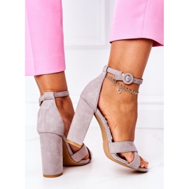 PS1 Damen Sandalen mit Absatz Wildleder Grau Telmen 1