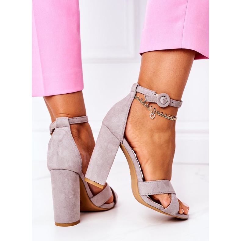 PS1 Damen Sandalen mit Absatz Wildleder Grau Telmen 1