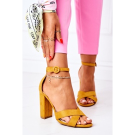 PS1 Damen Sandalen mit Absatz Wildleder Gelb Telmen 2