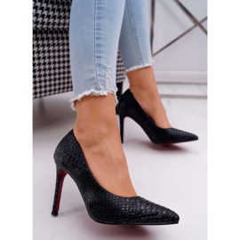 Lu Boo Schwarze Stilettos mit Schlangenhautmuster SnakeDream 1