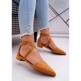 PS1 Damen Wildleder Ballerinas in Spitz Camel Vontare braun 1