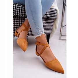 PS1 Damen Wildleder Ballerinas in Spitz Camel Vontare braun 2