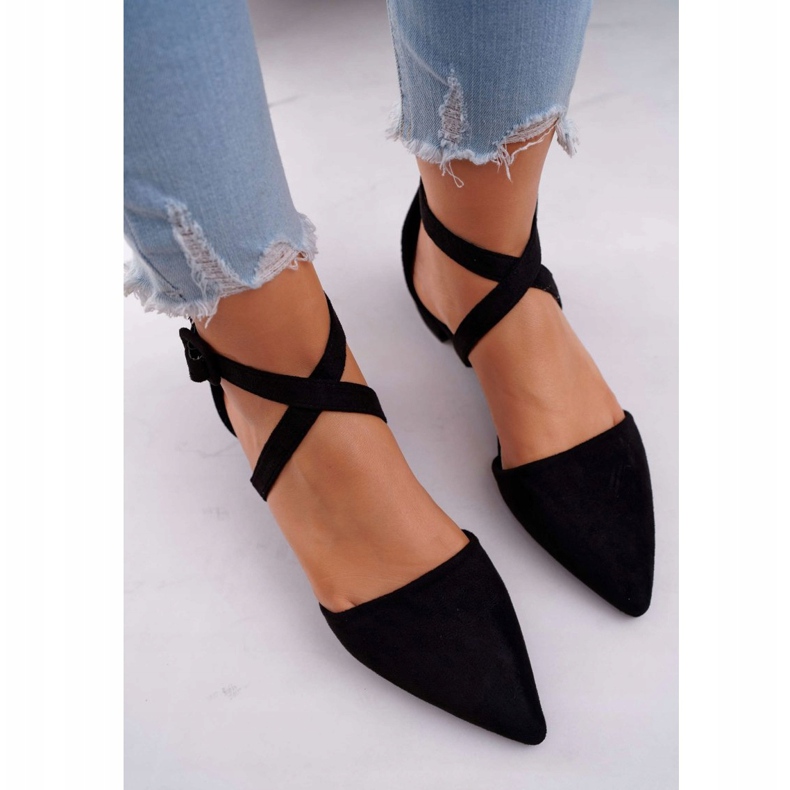 PS1 Damen Wildleder Ballerinas in Spitz Schwarz Vontare 2