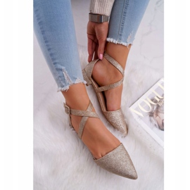 PS1 Damen Glitzer Ballerinas in Spitz Gold Vontare golden 2
