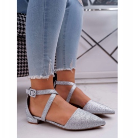 PS1 Damen Glitzer Ballerinas in Spitz Silver Vontare grau 1