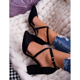 SEA Damen Pumps mit Absatz Glitzer Schwarz Perset mehrfarbig 1