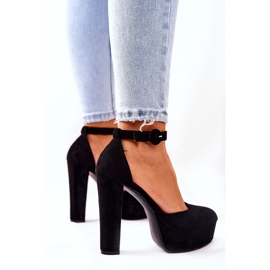 SEA Damen Pumps mit Absatz Plateau Wildleder Schwarz Netel 2