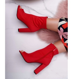 PS1 Damen Stiefeletten Lycra Offene Zehen Rot zuerst 2