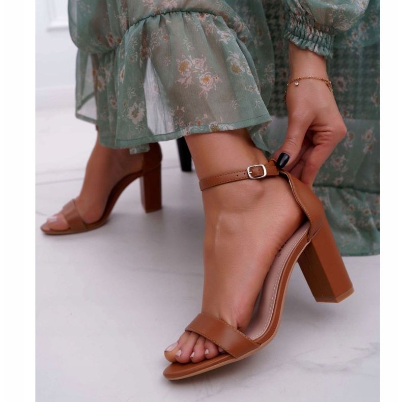 PS1 Klassische Damensandalen mit Absatz Camel Fidschi braun 2