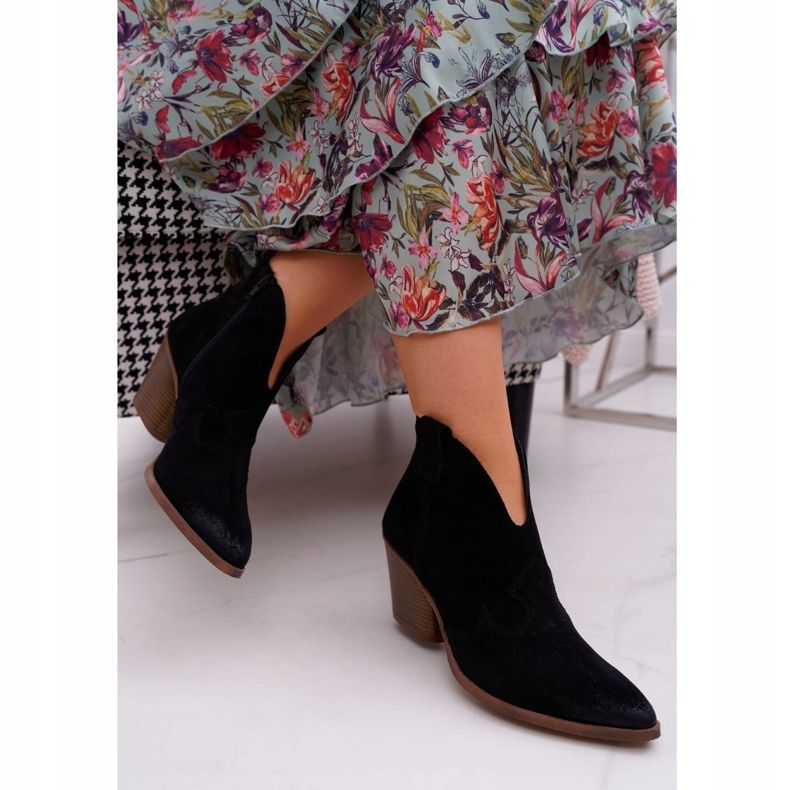 Nicole Schwarze Lederstiefel für Damen auf Chavai-Absatz 2